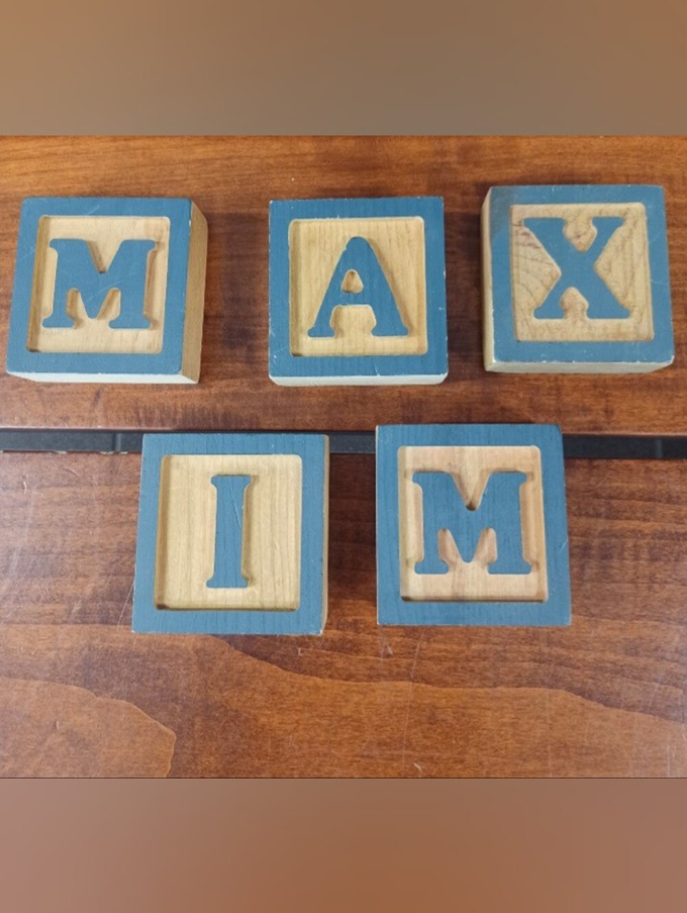 Rustic Wooden Handcrafted Block Letter Blocks - Maxim
